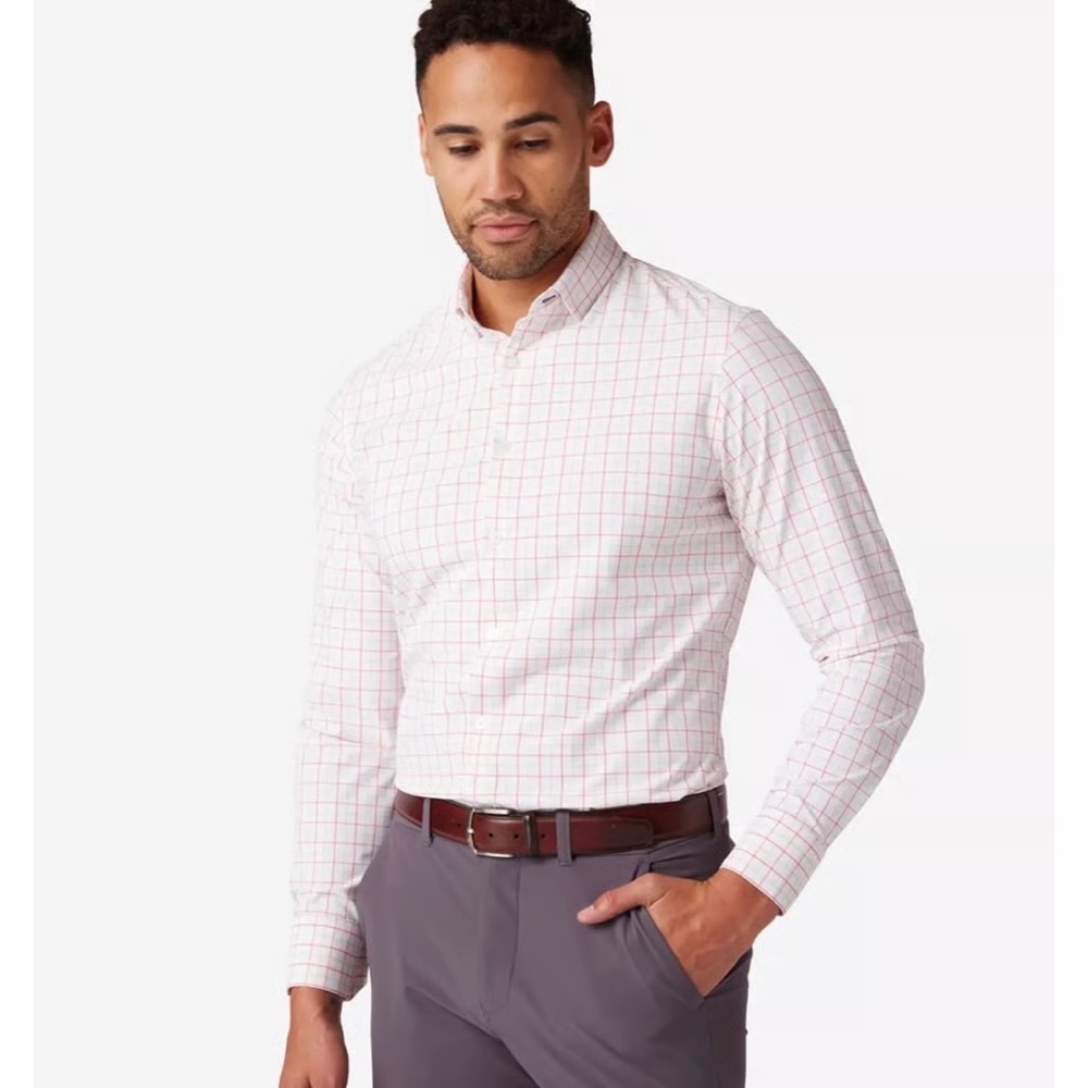 MIZZEN + MAIN MADE IN USA Shirt Trim Fit Mens S Leeward $138 Long Sleeve Stretch